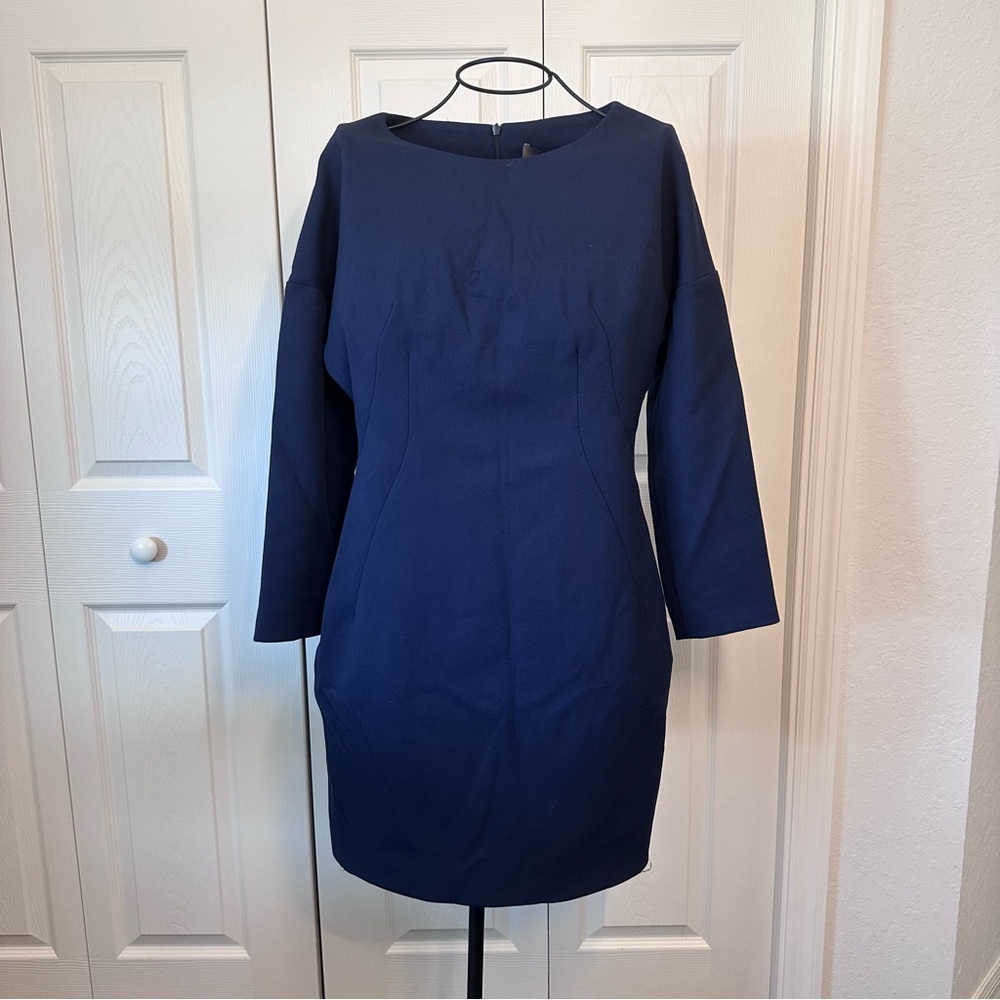 Italian Space Style Concept Structured Navy Blue Cocktail Dress Size 40 Italian